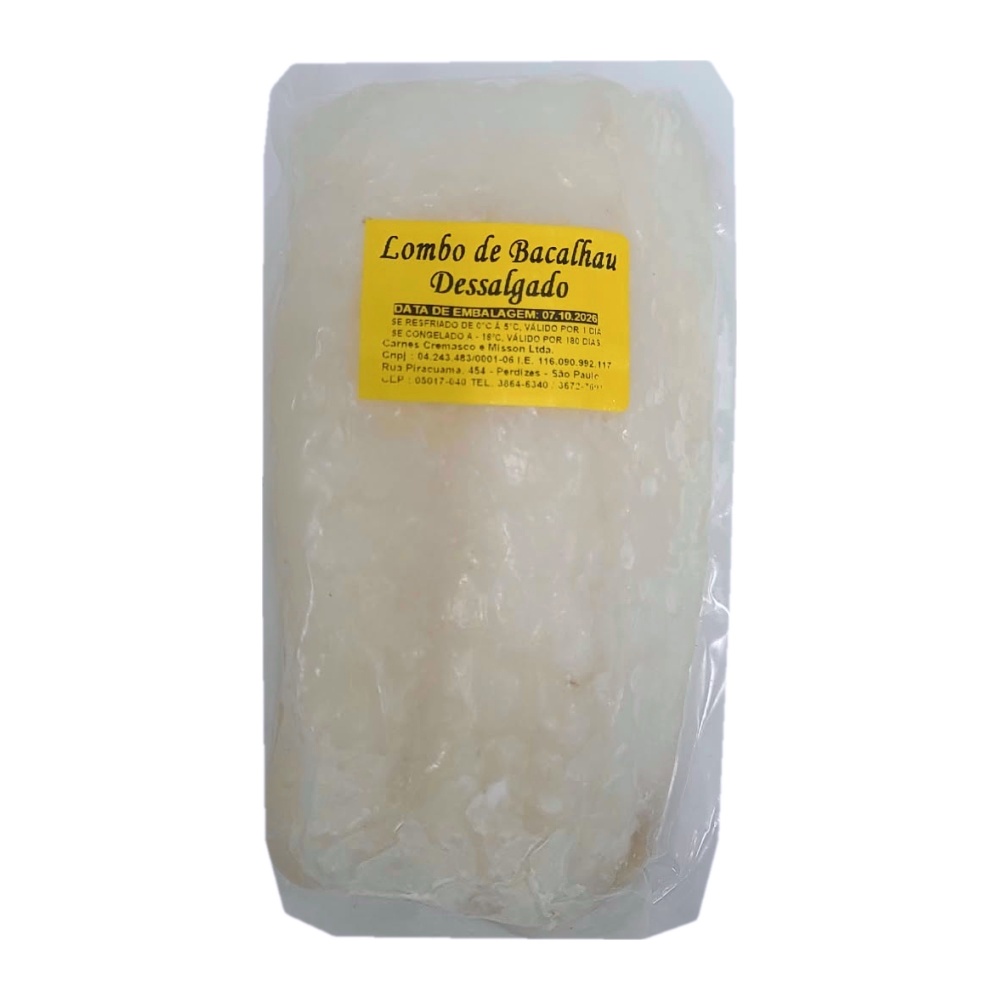 Lombo de bacalhau dessalgado (porção de ~500 g)